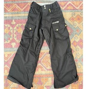 Volcom Youth‎ Black Snow Pants Winter Skiing Snowboarding Cargo Pockets